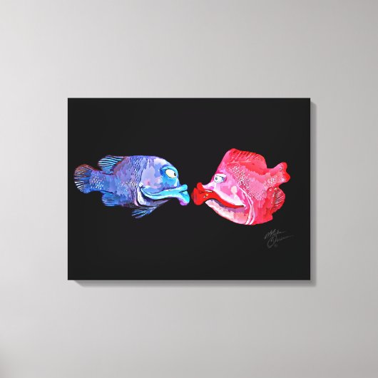 "Kissing Fish" Kunst von Mike Quinn Leinwanddruck (Vorderseite)