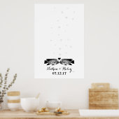Kissing Fish Thumbprint Bubbles Wedding Guest Book Poster (Küche)