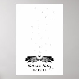 Kissing Fish Thumbprint Bubbles Wedding Guest Book Poster