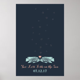 Kissing Fish Thumbprint Bubbles Wedding Guest Book Poster