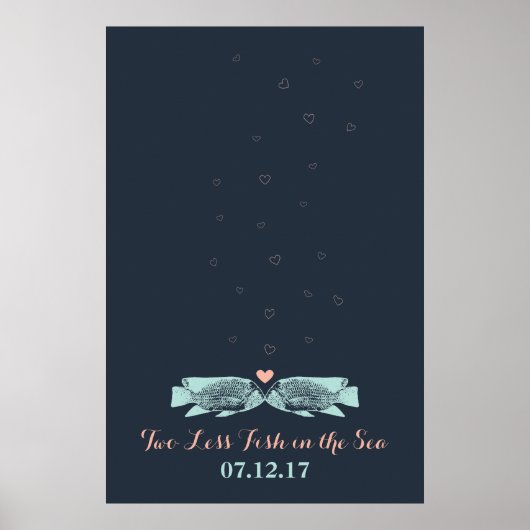 Kissing Fish Thumbprint Bubbles Wedding Guest Book Poster (Vorne)