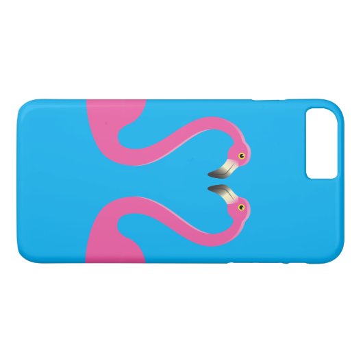 Kissing Flamingos iPhone 7 Plus Case Blue (Rückseite (Horizontal))