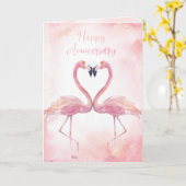 Kissing Flamingos | Jahrestag Karte (Gelbe Blume)