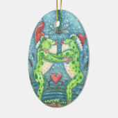 KISSING FROGS, DRAGONFLY MISTLETOS ORNAMENT Oval (Links)