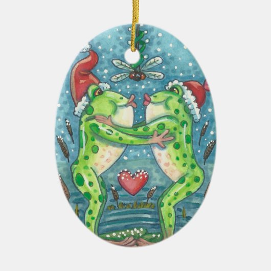 KISSING FROGS, DRAGONFLY MISTLETOS ORNAMENT Oval (Vorne)