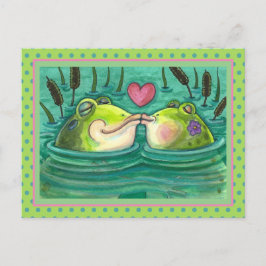 KISSING FROGS FARBE FARBE COLORFUL & NIEDLICH POND POSTKARTE