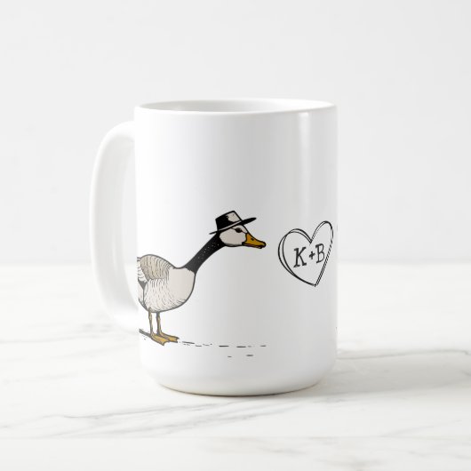 Kissing Goose Custom Initials Couple Kaffeetasse (Vorderseite Links)