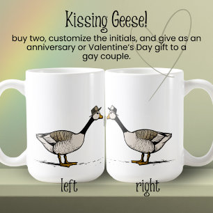 Kissing Goose Custom Initials Gay Couple Kaffeetasse