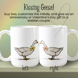 Kissing Goose Custom Initials Lesbian Couple Kaffeetasse