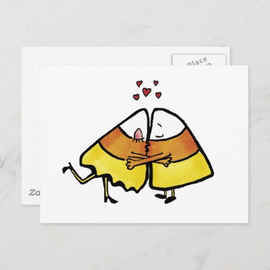 Kissing Halloween Candy Cones Postkarte (Vorne/Hinten)