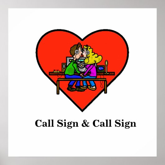 Kissing Ham Radio Operators Poster Customizing Cal (Vorne)