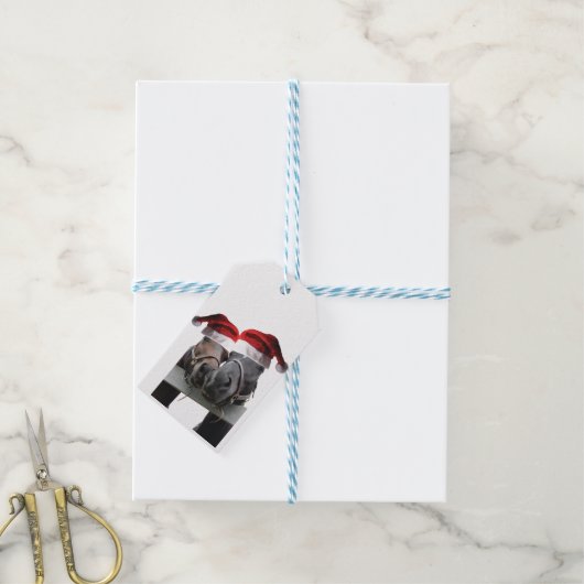 Kissing Horses Santa Claus Geschenkanhänger (Mit Garn)