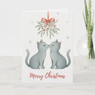 Kissing Kittens Under the Mistletoe Christmas Card Karte