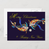 Kissing Koi Frohe Weihnachten & Neues Jahr Postcar (Vorne/Hinten)