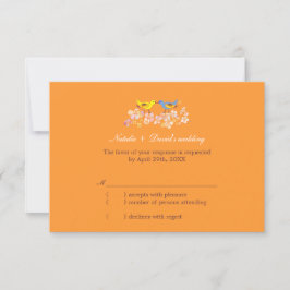 Kissing Love Birds Mandarine Wedding RSVP