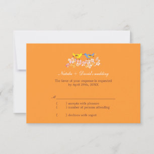 Kissing Love Birds Mandarine Wedding RSVP