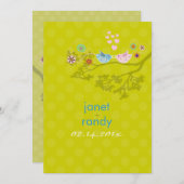 Kissing Love Birds schwimmende Herzen/Polka Punkte Einladung (Vorne/Hinten)