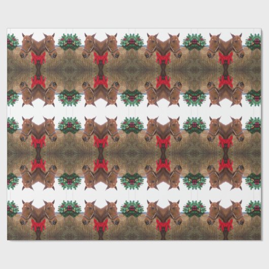 Kissing Mistletoe: Weihnachtspferde Roter Bug Geschenkpapier (Flach)