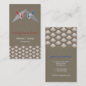 Kissing Origami Paper Cranes & Zen Scallop Muster Visitenkarte (Vorne/Hinten)