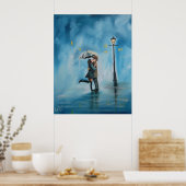 Kissing-Paar Regentagslampe Regenschirm Poster (Küche)