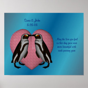 Kissing Pinguins Jubiläum Hochzeitsposter Poster