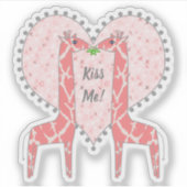 Kissing Pink Giraffes Aufkleber (Vorderseite)