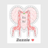 Kissing Pink Giraffes Aufkleber (Blatt)