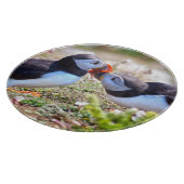 Kissing Puffins Glass Cutting Board Schneidebrett (Ecke)