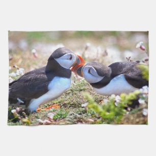 Kissing Puffins Küchentücher