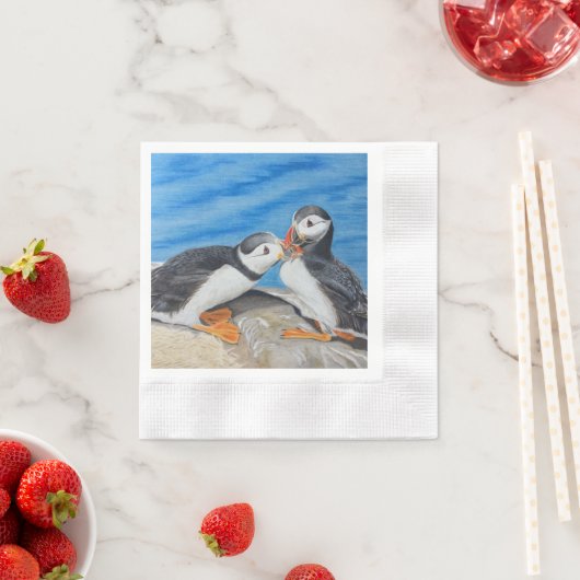 Kissing Puffins Serviette (Beispiel)