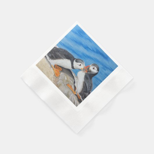 Kissing Puffins Serviette (Ecke)