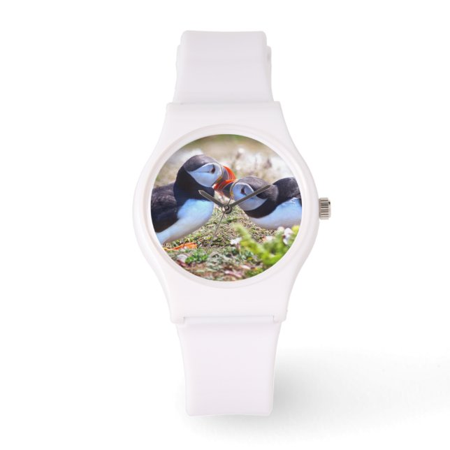 Kissing Puffins Watch Armbanduhr (Vorderseite)