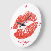 Kissing Red lips Thunder_Cove Große Wanduhr (Winkel)