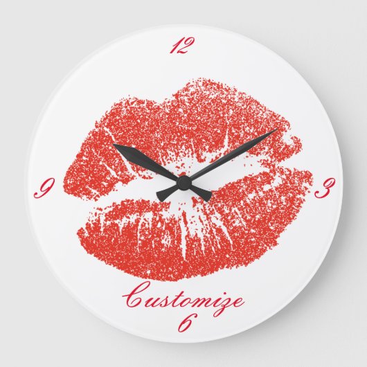 Kissing Red lips Thunder_Cove Große Wanduhr (Vorderseite)