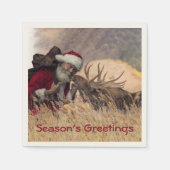 Kissing Santa and Elch Paper Napkin Serviette (Vorderseite)