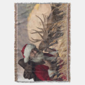 Kissing Santa and Elch Throw Blanket Decke (Vorderseite Vertikal)