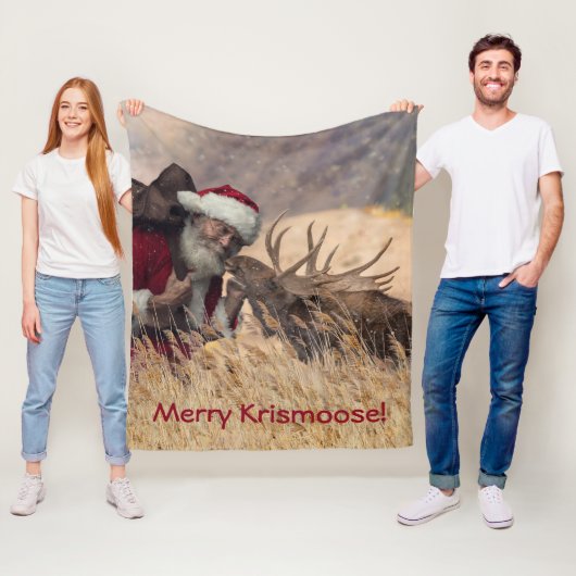 Kissing Santa und Elch Fleecedecke (Beispiel)