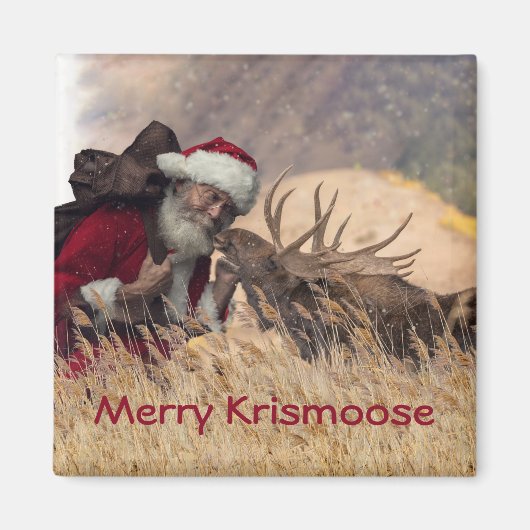 Kissing Santa und Elch Magnet (Vorne)