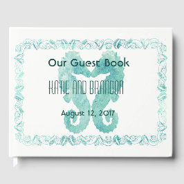 Kissing Seepferds Wedding Guest Book Turquoise Gästebuch