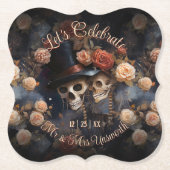 Kissing Skulls Feiern wir gotische Hochzeit Untersetzer (Vorderseite)