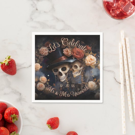 Kissing Skulls Feiern wir Hochzeit mit Napkins Serviette (Beispiel)