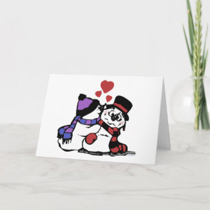 Kissing Snowman Christmas Card Feiertagskarte