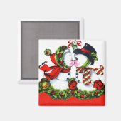 Kissing Snowman Couple Magnet (Vorderseite/Rückseite)