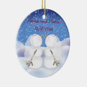 Kissing Snowmen zwei Brides Keramik Ornament (Rechts)