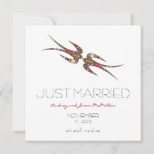 Kissing Swallows & Spring Flowers Foto Wedding Ankündigung (Vorderseite)