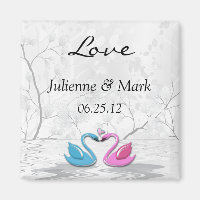 Kissing Swans Wedding Magnet