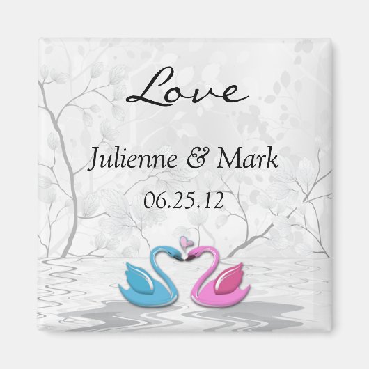 Kissing Swans Wedding Magnet (Vorne)