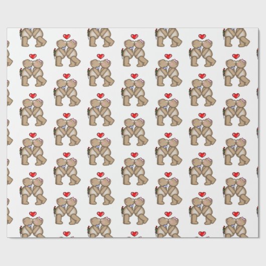 Kissing Teddy Bears Geschenkpapier (Flach)
