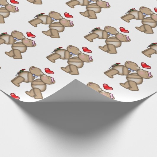 Kissing Teddy Bears Geschenkpapier (Ecke)