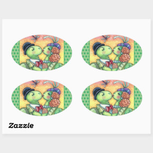 KISSING TURTLE SWEETHEARES, NIEDLICH TARPON VALENT OVALER AUFKLEBER
